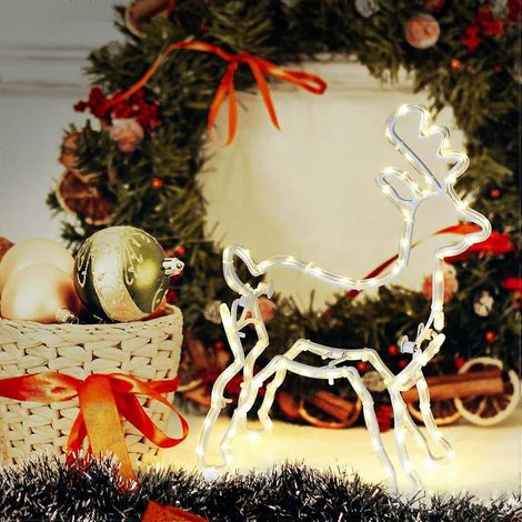 24 cm große, beleuchtete Rentier-Dekoration, warmweiße Hirschfigur, Weihnachtsdekoration für Zuhause, Tischdekoration, Schlafzimmer, Küche, Kamin, Landhaus (1/4)