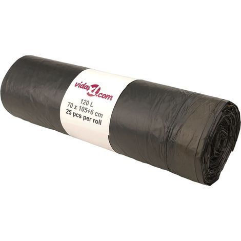 Sacs poubelles avec cordons 250 pcs noir 120 L CFW913492 (1/5)