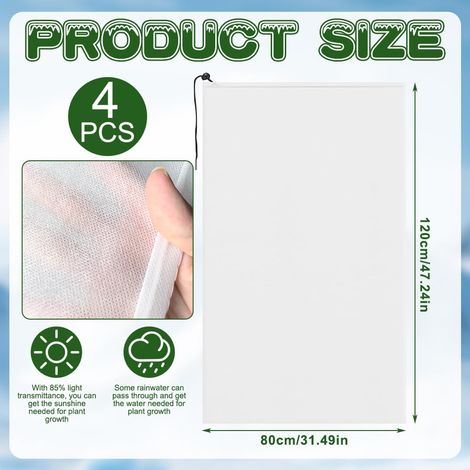 Telo di protezione invernale, set da 4 pezzi, telo di protezione invernale per piante da esterno, 120 x 80 cm, telo di protezione invernale per piante da esterno con cerniera e coulisse, telo di prote (1/4)