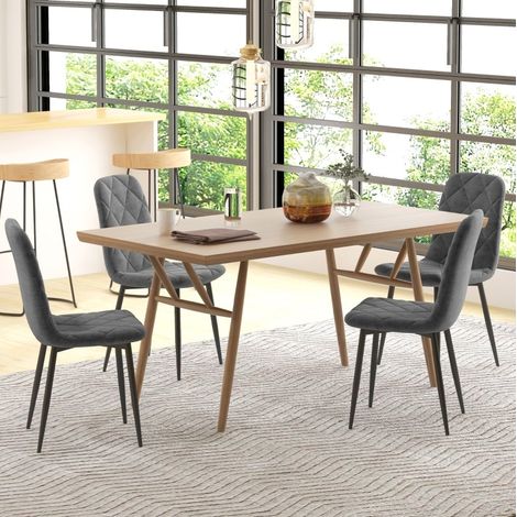 Esszimmerstühle 4er-Set Grau mit Rückenlehne Stahl OKMYHOME (1/5)