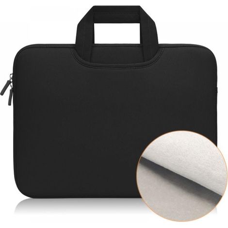1 Housse pour ordinateur portable 15,6 pouces, nylon imperméable, intérieur coton doux, poche ID, noir