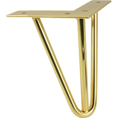 Gamba per mobile a forcina, altezza 15 cm, 3 aste, cromo dorato (1/4)