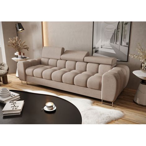 Sofa Designersofa BASTIEN 3-Sitzer in Stoff Moly Beige (1/2)