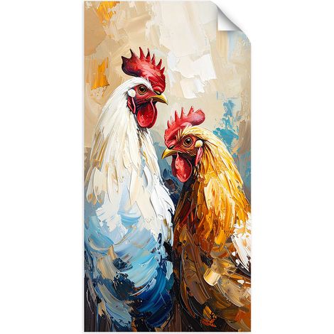 Selbstklebendes Poster – Wandsticker Henne Hahn Vogel Tier 50x100 cm (1/3)
