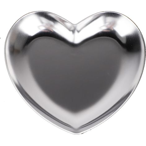 Herzförmiges Edelstahltablett für Tee, Obst, Kosmetik oder Schmuck (Silber) (1/5)