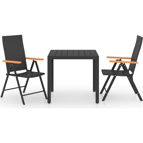 Maison Exclusive - 3-tlg. Garten-Essgruppe Schwarz und Braun