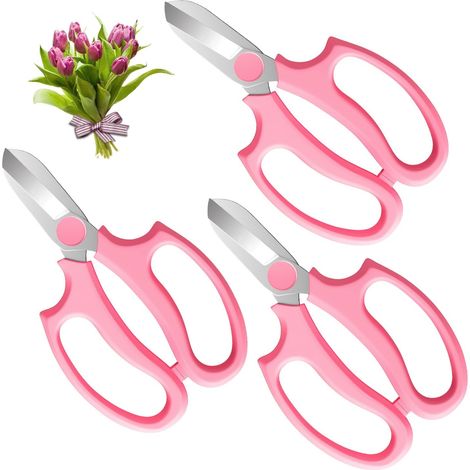 Sécateur à Jardin, 3PCS Ciseaux de Greffage en Acier de Haute Qualité, Jardinage Professionnel, Parfait pour Ranger Les Plantes et Le Jardin - Rose (1/5)