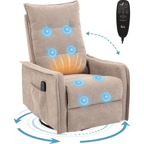 HOMCOM Massage Recliner Armchair, Swivel Rocking Recliner Chair, Brown (1/5)
