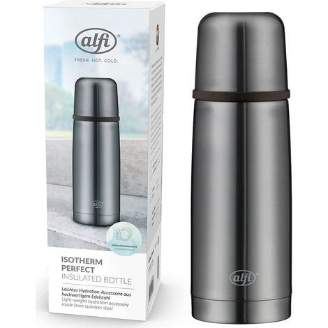 ISOTHERM PERFECT DV 350 ml, bouteille isotherme en inox avec gobelet, parfaitement étanche avec bouchon vissé, maintient chaud pendant 12 heures, sans traces de doigts, durable (1/5)