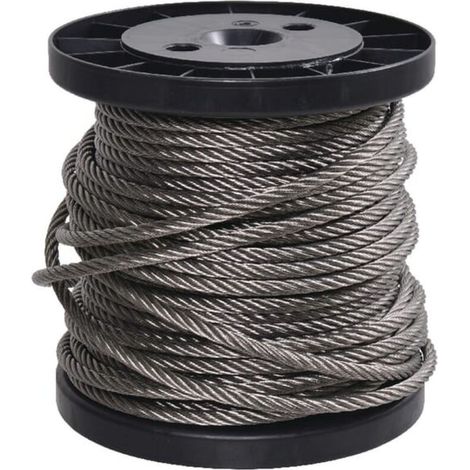 Câble Acier Inoxydable - 1 Pièce - 6 mm - 25 m - Extérieur Résistant à la Corrosion - Pour Fixation et Liaison