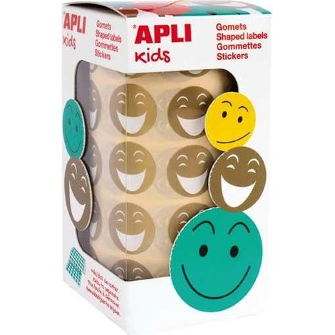 Gomets apli autoadhesivo smile oro cara feliz rollo 900 u