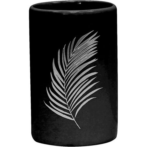 Gobelet Salle de Bain Imprimé "Orbella" 11cm Noir & Argent (1/3)