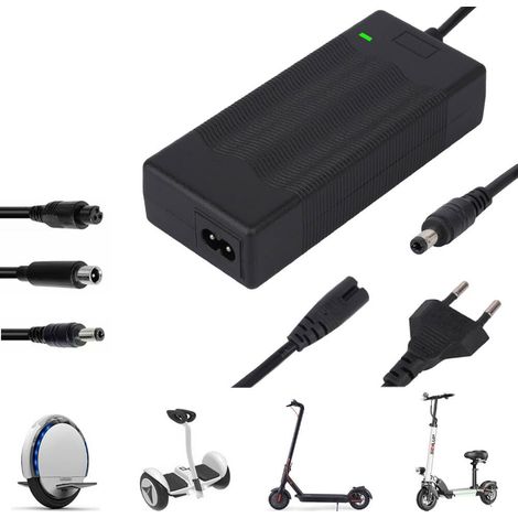 Chargeur Trotinette Electrique, 42V 2A Universel Chargeur avec 3 Connecteurs, Batterie au Lithium 36V, Chargeurs pour Hoverboard, Planche à Dérive, Monocycle, Scooter Électrique (1/5)