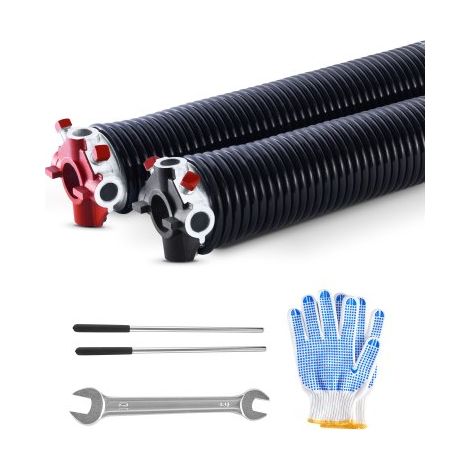 Resortes de Torsión para Puertas de Garaje con Barras de Enrollado Antideslizantes y Guantes, Par de Φ6,35 x Φ50,8 x 787 mm, 16 000 Ciclos, Revestimiento Negro de Electroforesis para Reemplazo (1/5)