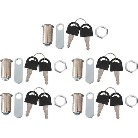 serrure de porte-Cylindre de Sécurité 30mm pour Cabinet et RV - Lot de 5 avec Serrures Cam Tubulaires Zinc (1/4)