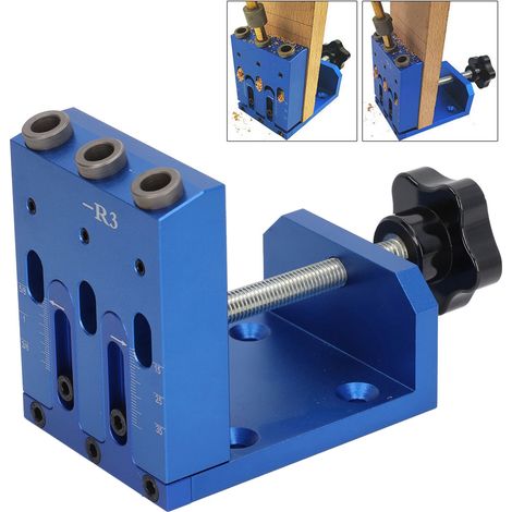 Winkelbohrer für die Holzbearbeitung, Winkelbohrer, Winkelbohrlehre, 9-mm-Taschenlochbohr- und Positionierungswerkzeug-Set aus Aluminiumlegierung für Heimwerkerprojekte im Bereich Holzbearbeitung (1/5)