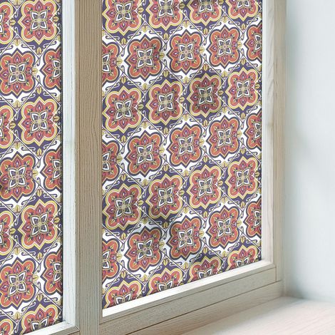 Fensterfolie 100x100 cm PVC Sichtschutz Fenster Dekorativ Dekorfolie Blickdicht Selbstklebend Folie für Zuhause Schlafzimmer Milchglas Blumenschmuck