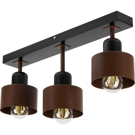Lámpara de techo negra de madera y metal de estilo escandinavo, 3xE27, iluminación LED moderna para salón, cocina, dormitorio, habitación infantil, loft. (1/5)