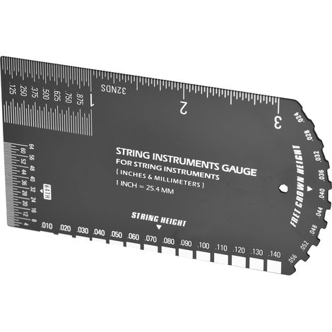 Jauge pour instruments à cordes baroques, règle métallique de poche pour mesure de la hauteur des cordes et de la hauteur des frettes, pour basse électrique et guitare acoustique (1/5)