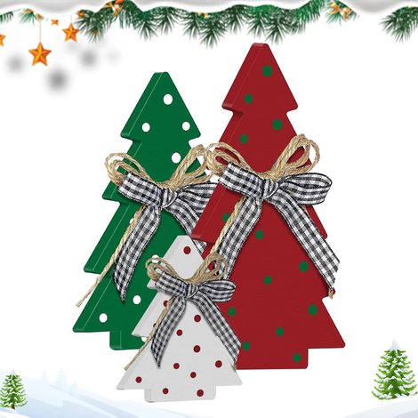 Décoration de table en forme de sapin de Noël (3 pièces) - Ornement de bureau pour salon, chambre, bureau, cheminée (1/5)