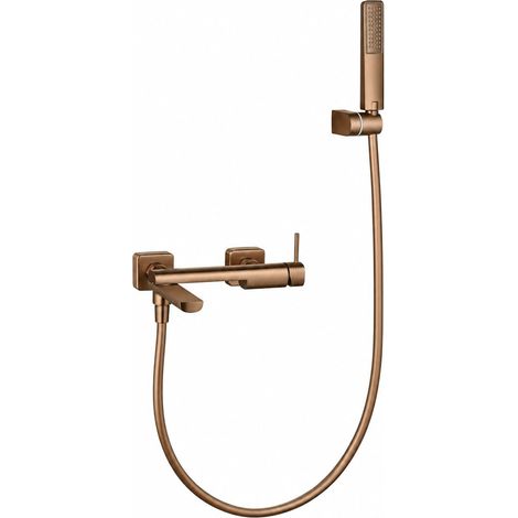 IMEX - Grifo monomando de bañera y ducha Firenze, Oro rosa cepillado (1/5)