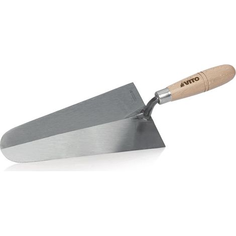 Truelle de maçon Portugaise forgée Ronde 220mm Acier trempé Manche en bois VITO