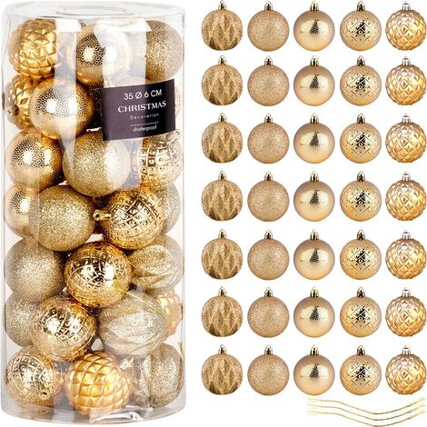 Shatterproof christmas baubles gold 6 cm 35 pcs (1/5)