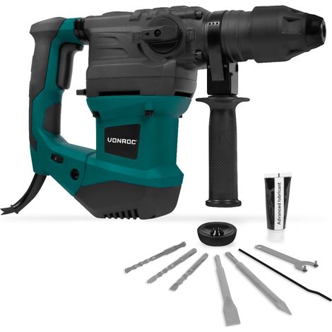 VONROC Martillo perforador - 1500W - 6 Julios - Velocidad regulable - SDS plus - 4 funciones - Incl. brocas y cinceles (1/5)