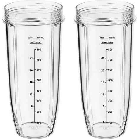 Gobelets de Rechange 946ml pour Mixeur Ninja, Plastique Sans BPA, Compatibles Auto-iQ, Idéal Jus et Smoothies, Lot de 2 (1/5)