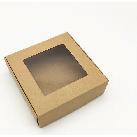 10 pièces boîte de papier fenêtre transparente boîte à savon bijoux cadeau emballage boîte cadeau de mariage boîte à bonbons(boîte de papier kraft fenêtre 404020mm) (1/5)