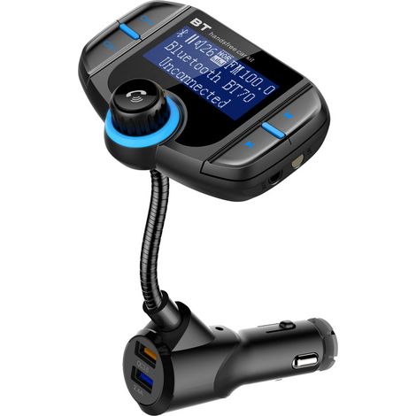 Applicable Transmetteur FM Bluetooth avec 1.7 Pouces Afficher et Double Ports USB (Noir) (1/4)
