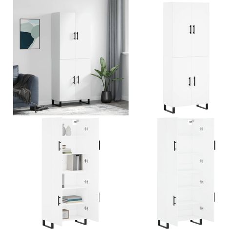 Buffet haut Blanc 69,5x34x180 cm Bois d'ingénierie - Buffet Design Moderne - Meuble Rangement - Armoire Blanche - Buffet Haut - Mobilier Salon - Home & Living (1/5)