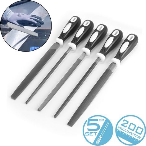 STAHLWERK set di 5 lime in acciaio 200 mm / 8" raspe / lime in metallo / set di lime