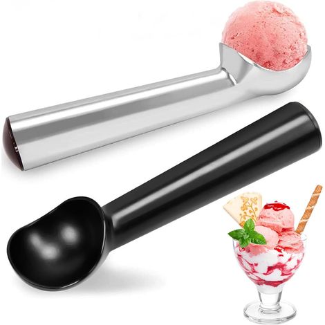 2 cucharas de aluminio anticongelantes de 18 cm (7 pulgadas), antiadherentes y aptas para lavavajillas, ideales para helados, sorbetes y postres. (1/4)