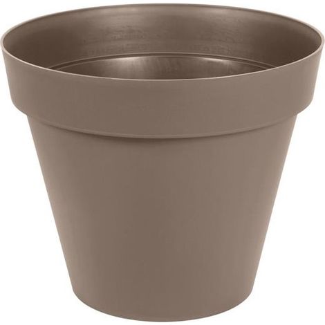EDA – Pot de fleur rond Toscane Ø 80 x H.66 cm – Couleur taupe – Résistant au gel et aux UV – Fabrication française – Contenance 170 L (1/4)