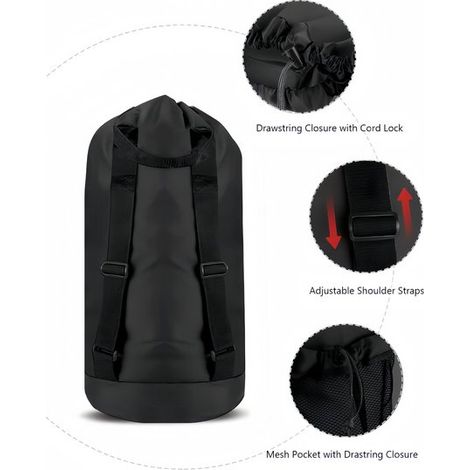 Bolsa de lavandería resistente, mochila de lavandería grande de 35 litros, cesta de lavandería negra. Adecuada para estudiantes. (1/3)