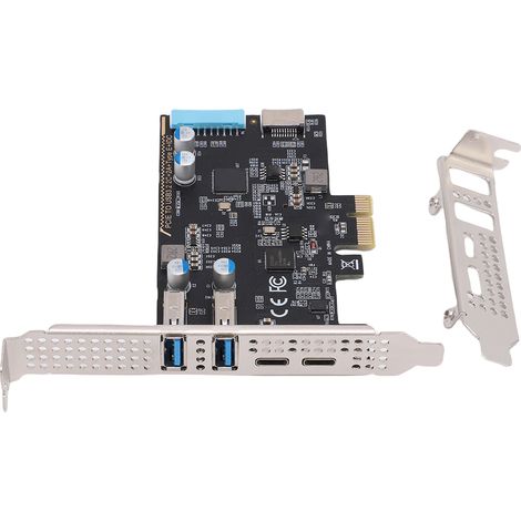 Carte PCIe vers USB 3.2 Gen 1, bande passante de 10 Gbit/s, 4 ports USB, adaptateur d'extension PCIe pour PC de bureau (1/5)