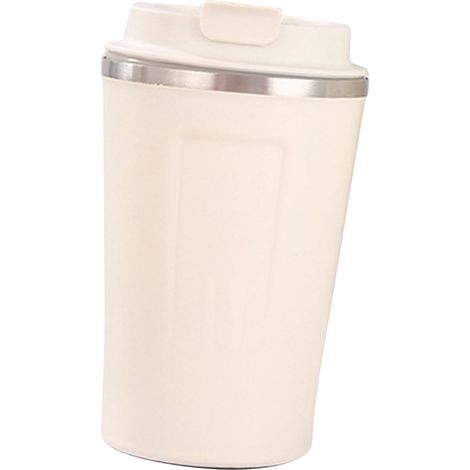 Tasse isotherme en acier inoxydable 304 avec couvercle et verrouillage de sécurité, grande capacité (380 ml), idéale pour le bureau (blanc). (1/5)