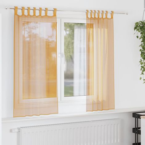 Voile Vorhänge mit Schlaufen 2 Stk. Orange 140x175 cm