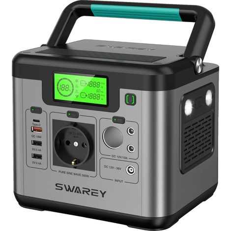 Station d'énergie, puissance nominale de 500W, protection contre les surtensions de 1000W, capacité de 518Wh, charge 9 appareils, certifiée CE (1/5)