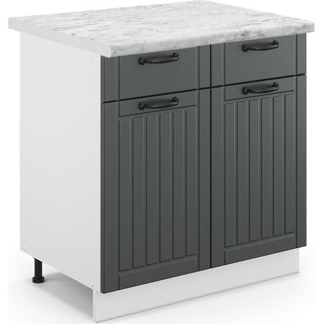 Mobiletto base per cucina Fame-Line, Antracite rustico, 80 cm , PL Marmo, Vicco