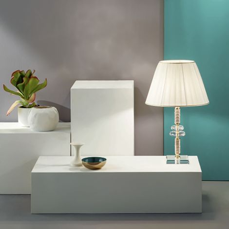 Lampada da tavolo DIDO in vetro trasparente lavorato a mano 40x66 cm Oro (1/2)