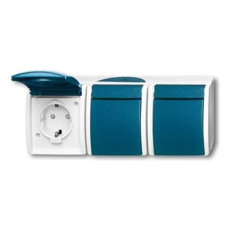 BUSCH JAEGER 2300/3 EBW-53 ocean® (IP 44), SCHUKO® Steckdosen, Steckdose mit Klappdeckel, waagerec-'1008444' (1/2)