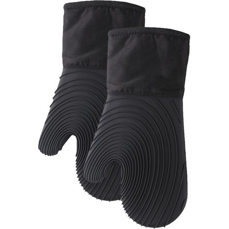 Lot de 2 gants isolants en silicone - Gants à coutures noires