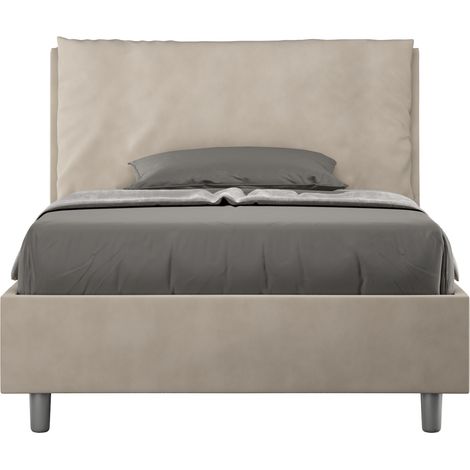 Letto 1 Piazza E Mezzo 120x210 cm con Rete e Contenitore Imbottito in Microfibra Antea Large Sabbia (1/5)