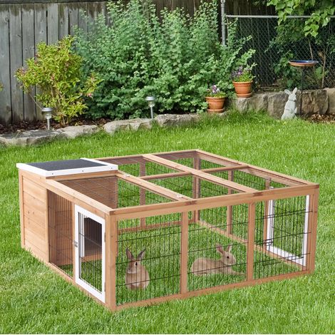 Recinto per piccoli animali 123x120x52 cm in legno naturale con tetto impermeabile – MEUBLIV (1/5)