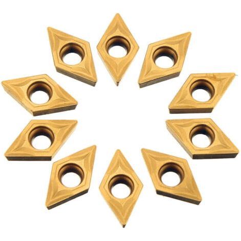10 Pcs CNC Carbide Inserts, Diamond Shape Lathe Cutter Inserts, Indexable Carbide Blade for Lathe Turning Tool (1/3)