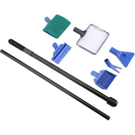Kit de nettoyage d'aquarium rétractable 5 en 1, brosse d'aquarium, outil de nettoyage d'algues de gravier (1/5)