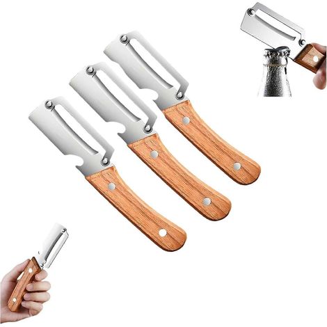 3-teiliges Gemüseschäler-Set aus Edelstahl mit ultrascharfer Klinge und ergonomischem Holzgriff (1/5)