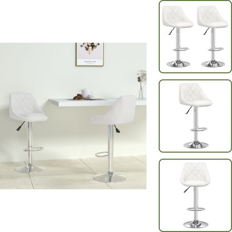 The Living Store Taburetes de cocina 2 unidades cuero sintético blanco - Silla de bar